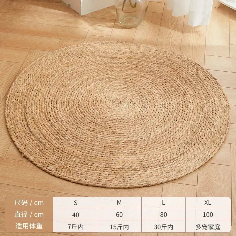 tapis gratter chats moderne tissé beige marron clair bleu jaune poignée resistant usage