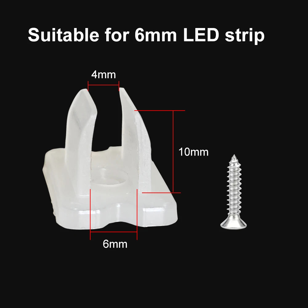 clips fixation ruban led transparent vis support bande lumineuse néon flexible blanc