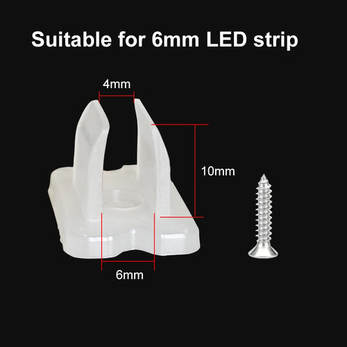 clips fixation ruban led transparent vis support bande lumineuse néon flexible blanc