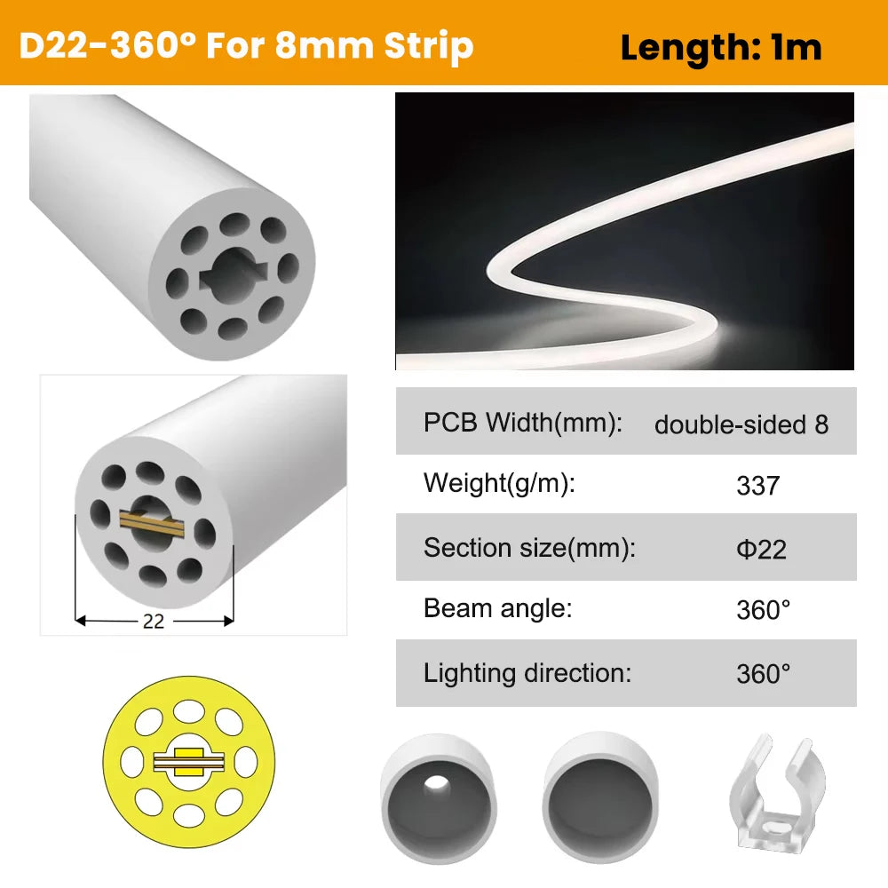 manchon silicone flexible diffuseur ruban led smd cob blanc moderne étanche éclairage intérieur