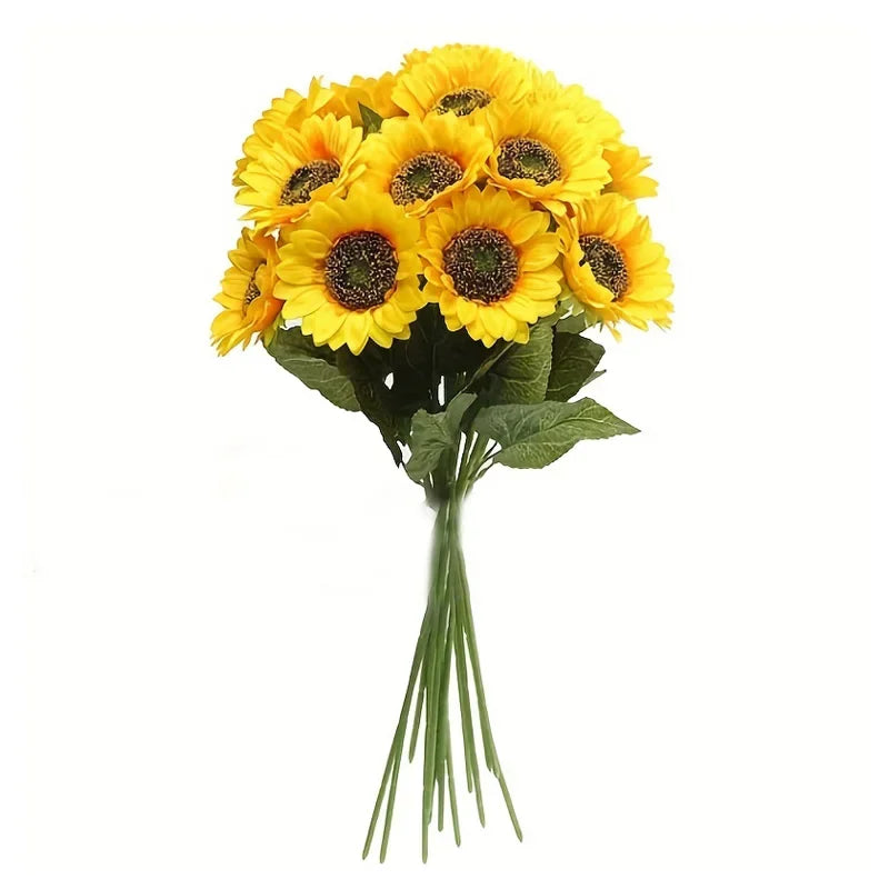 bouquet tournesols artificiels jaunes grandes feuilles vertes deco intérieur rustique opalescent naturel