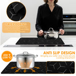 protecteur plaque cuisson induction noir hexagones blancs moderne adhésif 52x60cm silicone