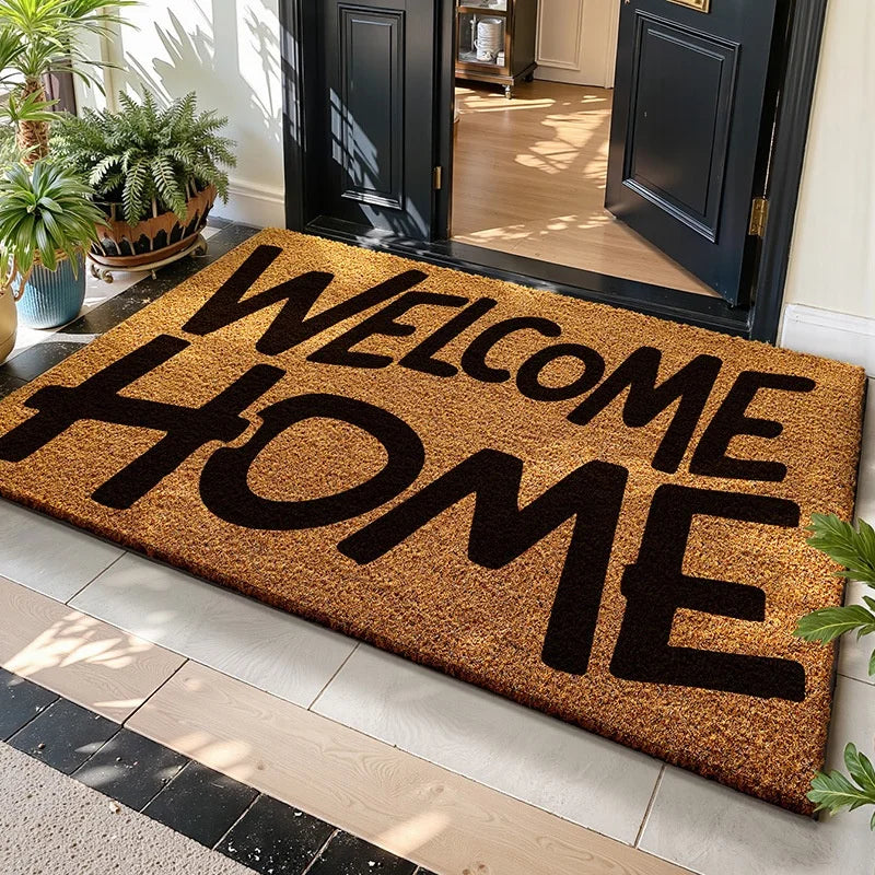 tapis d'entrée moderne marron clair résistant texture naturelle adhésif extérieur sol 50x80cm 60x90cm