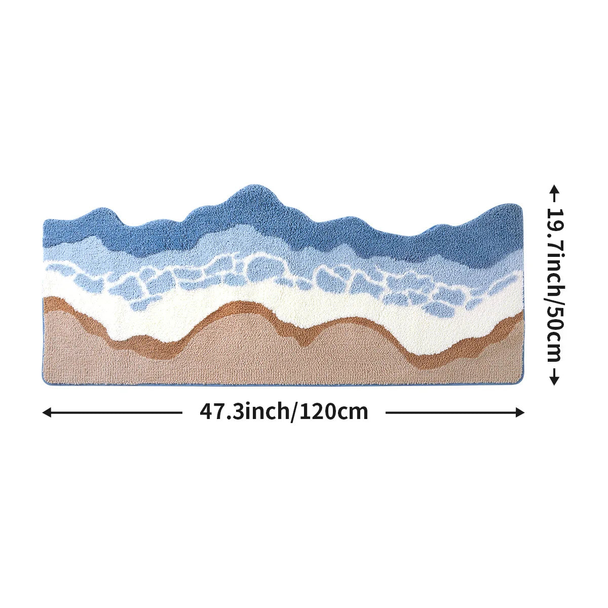 tapis bain moderne bleu beige blanc doux antidérapant imperméable salle bain maison