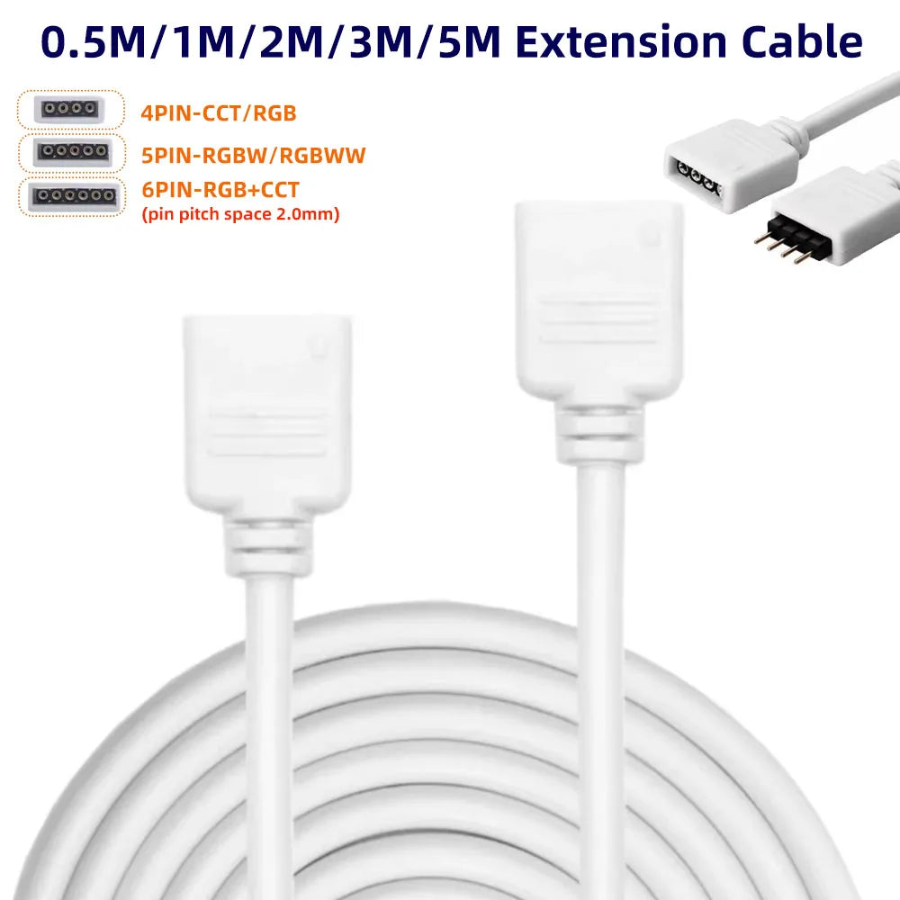 câble extension led blanc pin adaptateur connecteur rgb rgbw cct moderne