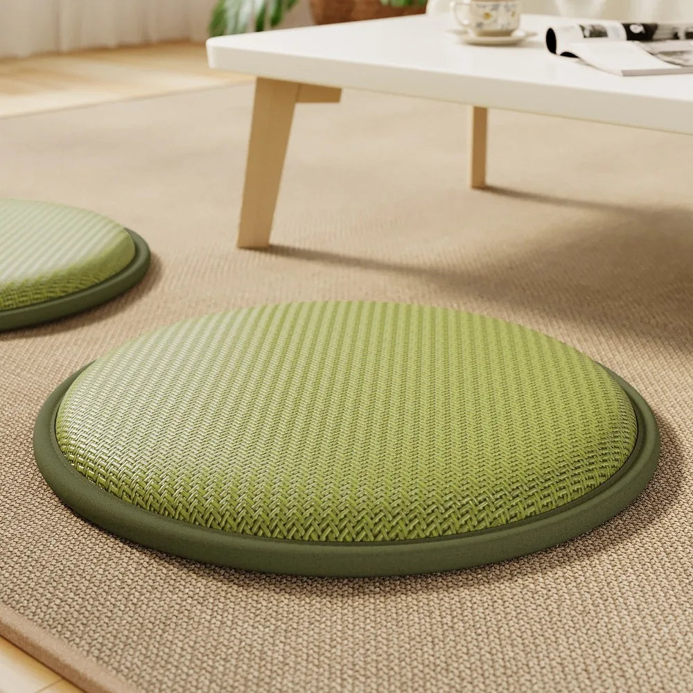 coussin sol moderne vert gris beige tissé mousse pe polyester coton