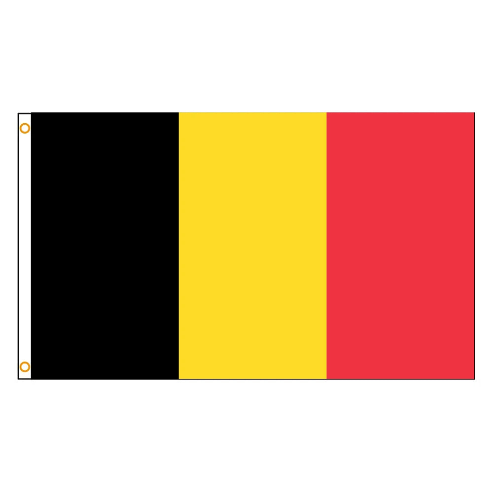 drapeau belge armoiries noir jaune rouge dorés polyester super tex décoration classique