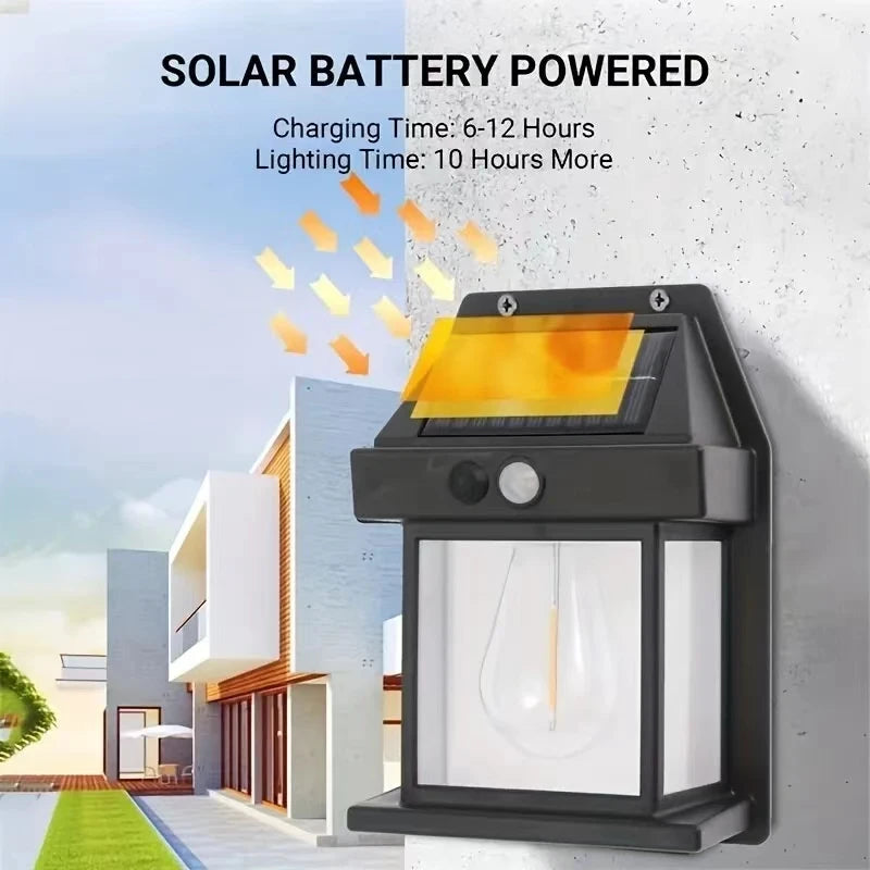 lampe murale solaire led étanche ip65 noir transparent moderne capteur mouvement panneau solaire