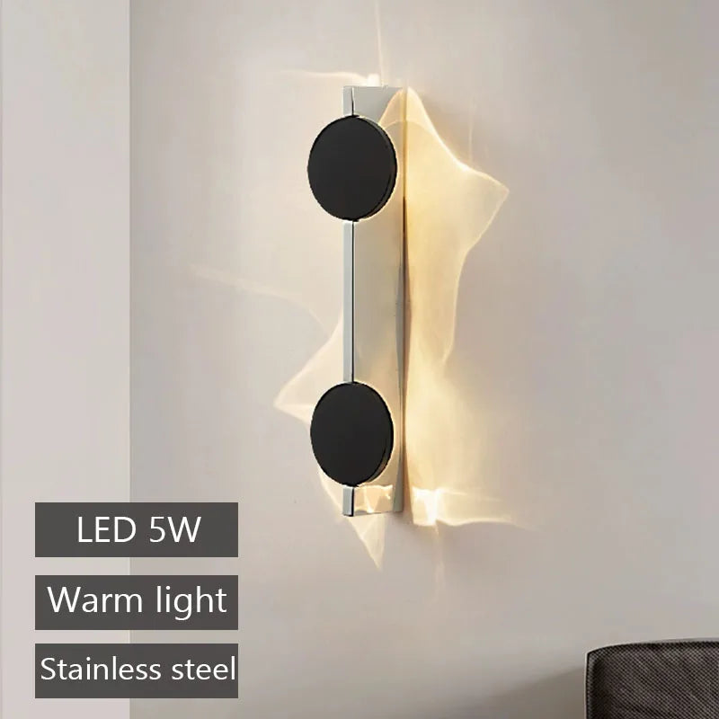 applique murale moderne led noir argentée éclairage mur chaud minimaliste fixée mur lumineuse discothèque
