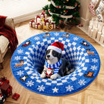 tapis sol rouge vert blanc noël rayures flocons guirlandes cadeaux 60cm antidérapant