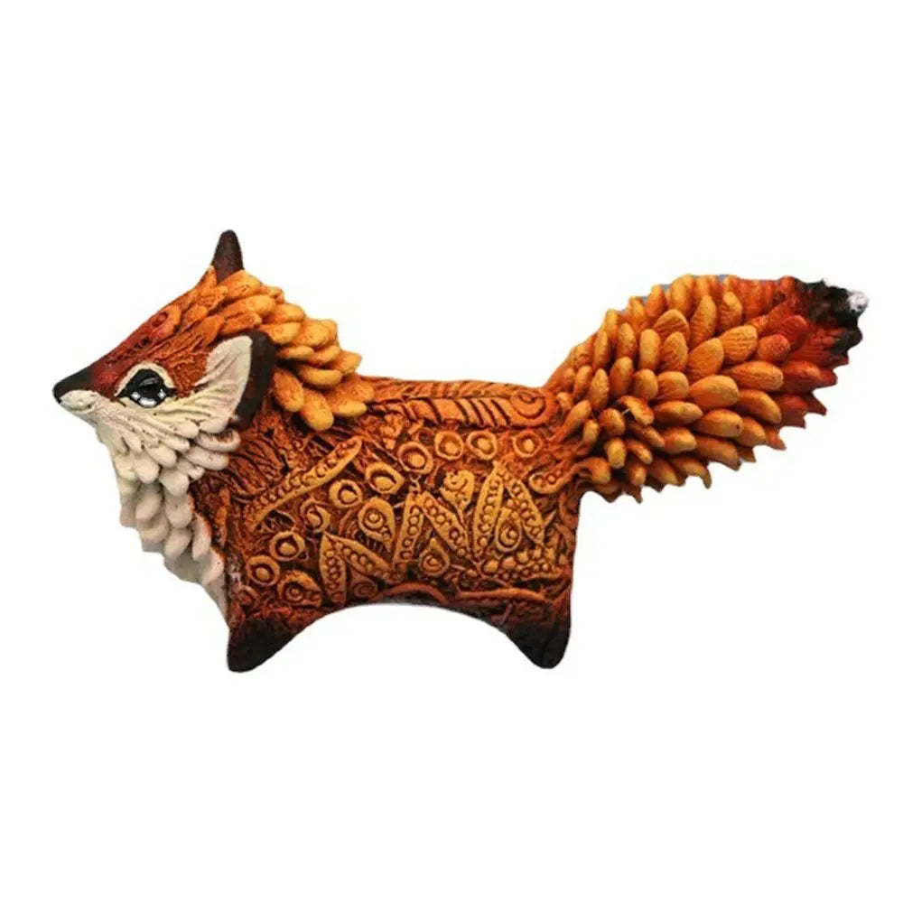 figurines renard décoratives résine ornements totem artistiques orange marron blanc