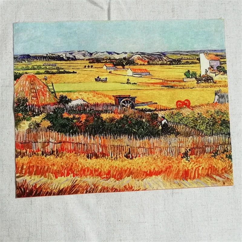 tissu coton lin hand dyed peinture huile van gogh rapide respirant craft scrapbooking patchwork