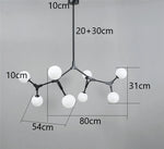 suspension lumineuse moderne scandinave noir sphères translucides ampoules led branchettes structure métallique
