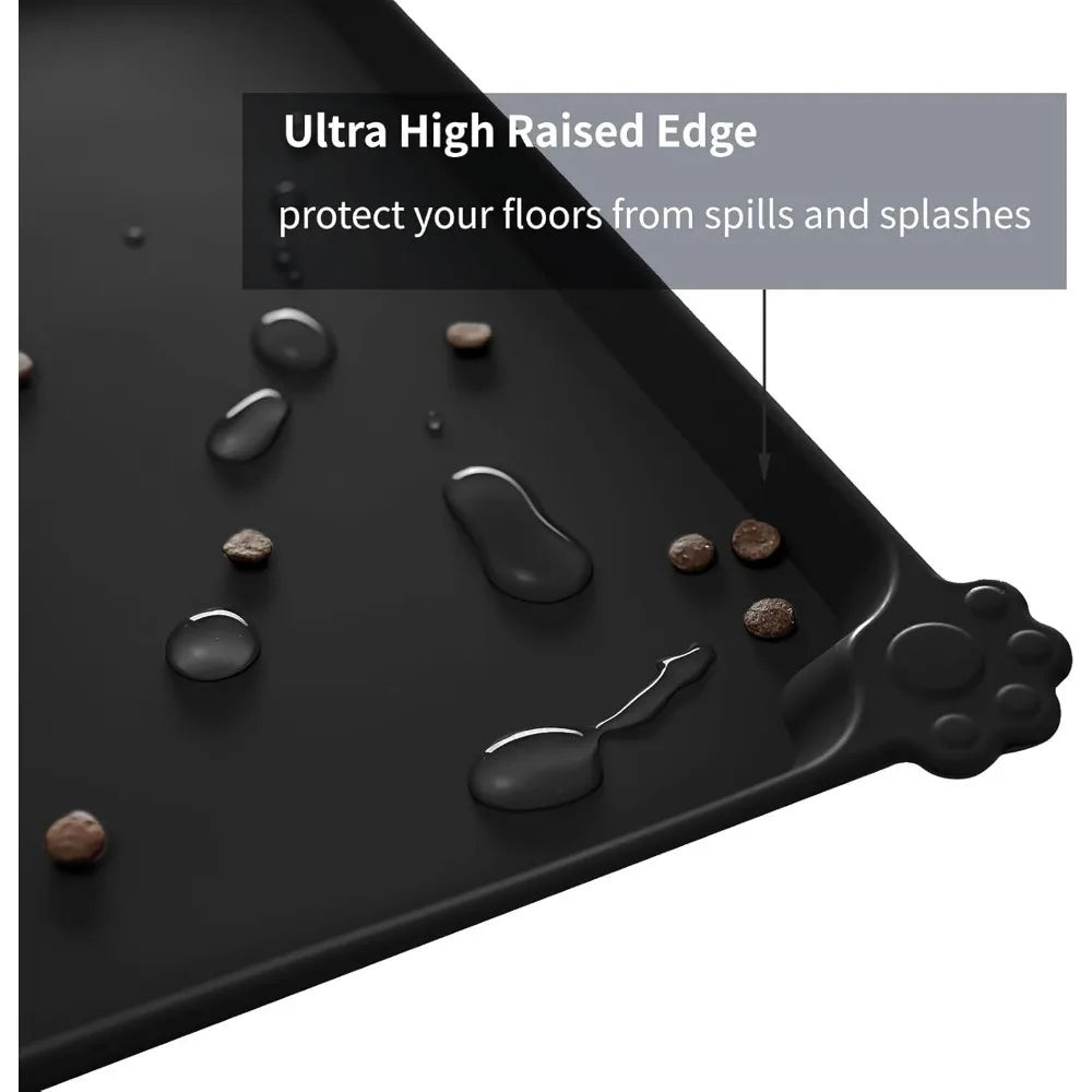 tapis alimentation impermeable silicone bord eleve animaux compagnie moderne noir gris rose