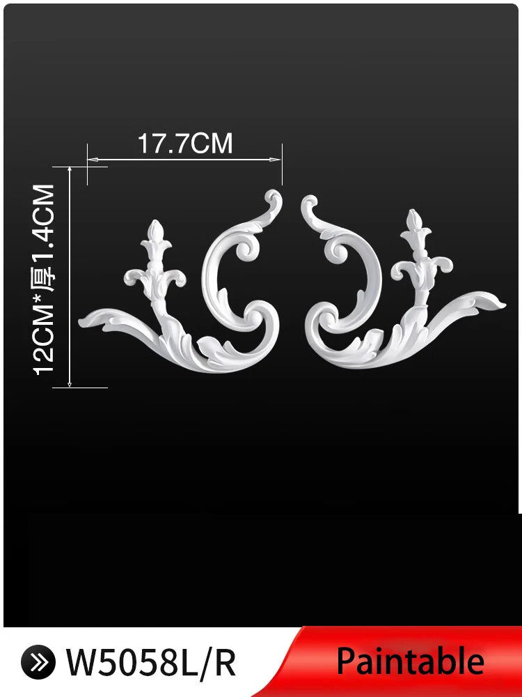 appliques decoratives sculptees floral classique blanc meubles deco mur opacite grande taille DIY