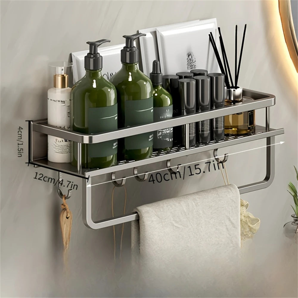 étagère murale moderne étagères aluminium noir serviettes bouteilles pots salle bain cuisine rangement gain