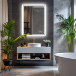 miroir bain vasque étagères moderne blanc bois élégant accessoires sallebain