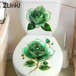 stickers decoratifs fleurs roses vertes violettes adhésifs salle bain decoration maison autoadhésifs blanc