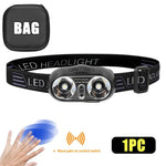 lampe frontale led noire réglable ceinture ajustable mode sensoriel torchon rechargeable camping