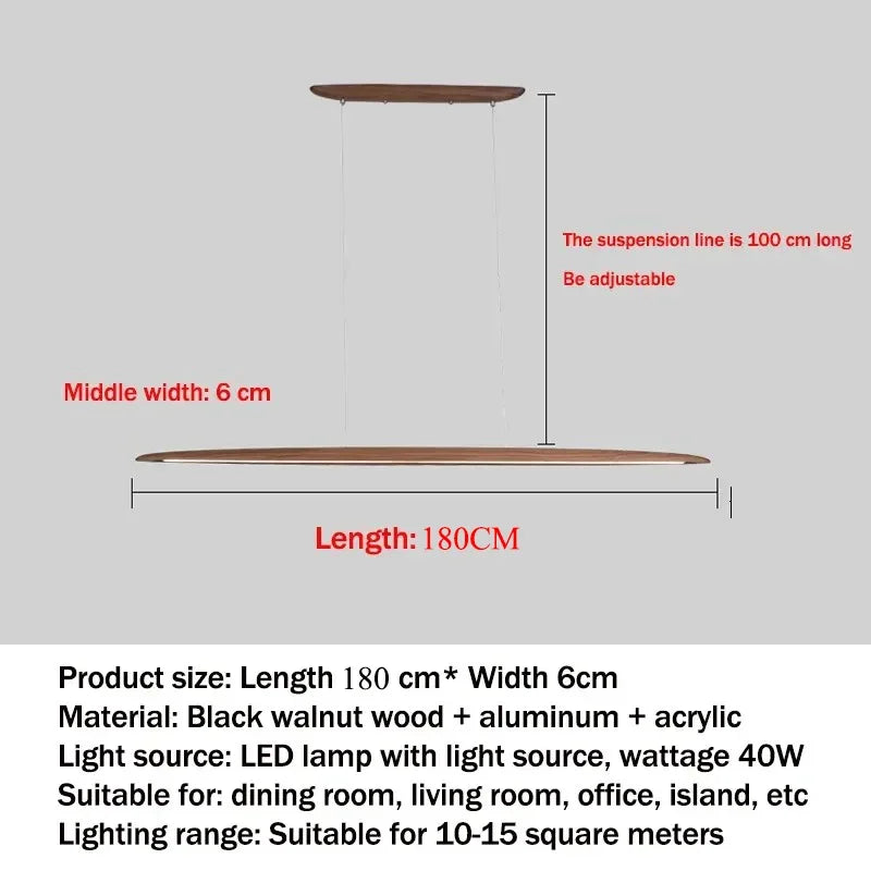 lampe suspendue bois marron clair moderne 120cm 150cm 180cm 200cm certification ul vde ccc