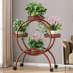 meuble plantes moderne blanc marron doré ajouré barreaux verticaux roulette grille bord relevé