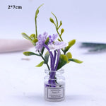 fleurs artificielles miniature verre transparent divers motifs floraux pot petite pierre étiquetteextérieur nature