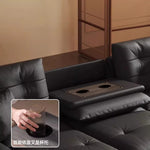 canapé d'angle moderne simili cuir noir confortable électrique tablette double verres adultes