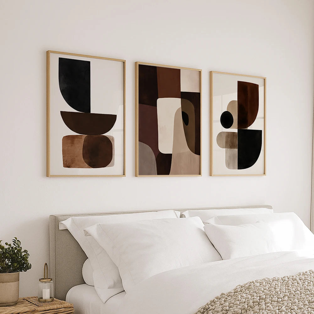 tableaux decoratifs abstraits moderne toile geometrie aquarelle beige noir minimaliste chambre salon