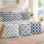 lot housses coussin géométriques bleu marine canapé salon chambre moderne
