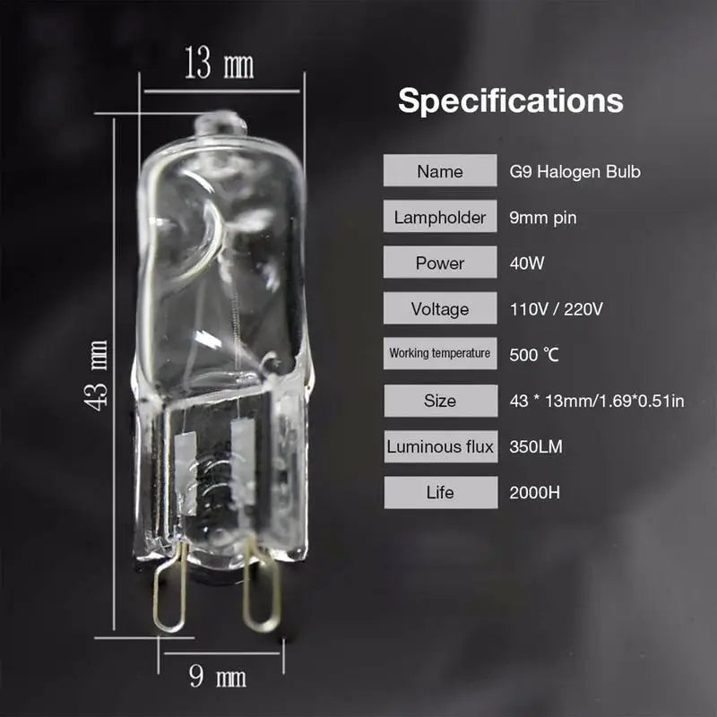 ampoule halogène g9 transparente éclairage intérieur cuisine four led clips métalliques lumière douce naturelle