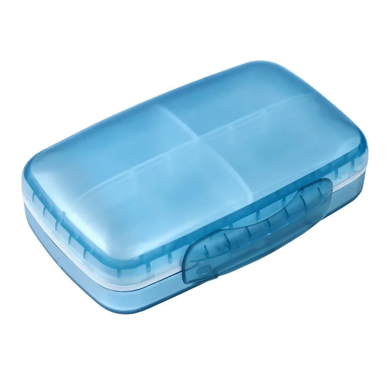 boîte pilules transparente moderne compartiments semaines couleurs rose orange verte bleu violet blanc