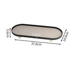 plateau ovale moderne plateau rangement métal couleur beige doré matériau mat opacité vis dorées