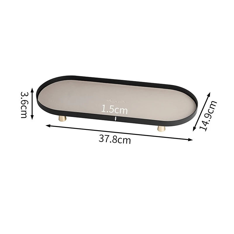 plateau ovale moderne plateau rangement métal couleur beige doré matériau mat opacité vis dorées
