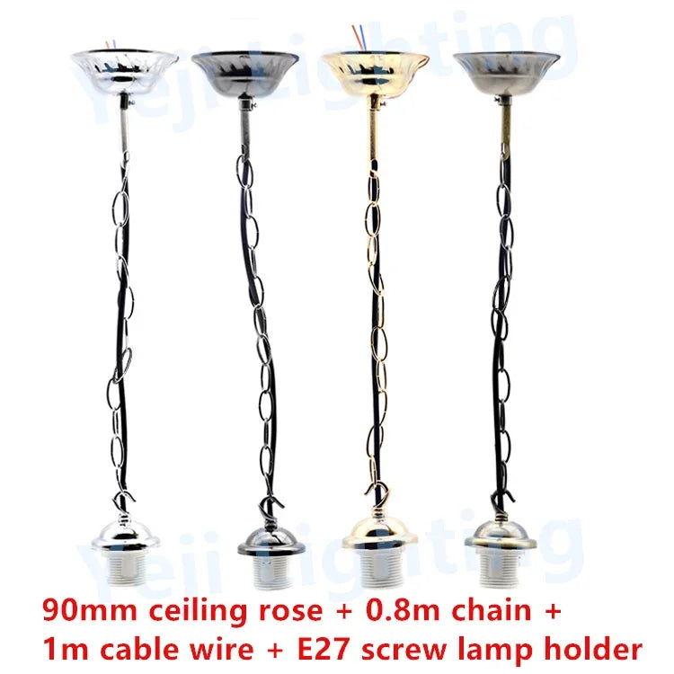 Kit suspension luminaire avec rosace plafond chrome