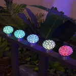 lumière solaire boule transparente motifs colorés moderne décoration extérieure jardin suspension anneaux métalliques