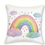 taies d'oreiller arc ciel licorne coeurs pastel enfant decoration maison lit polyester peachskin motifs