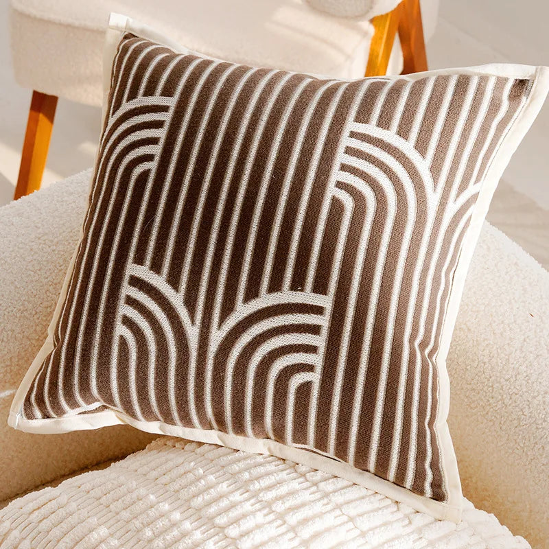 taies d'oreiller décoratives patchwork fleurs géométrique rayures moderne maison coton polyester
