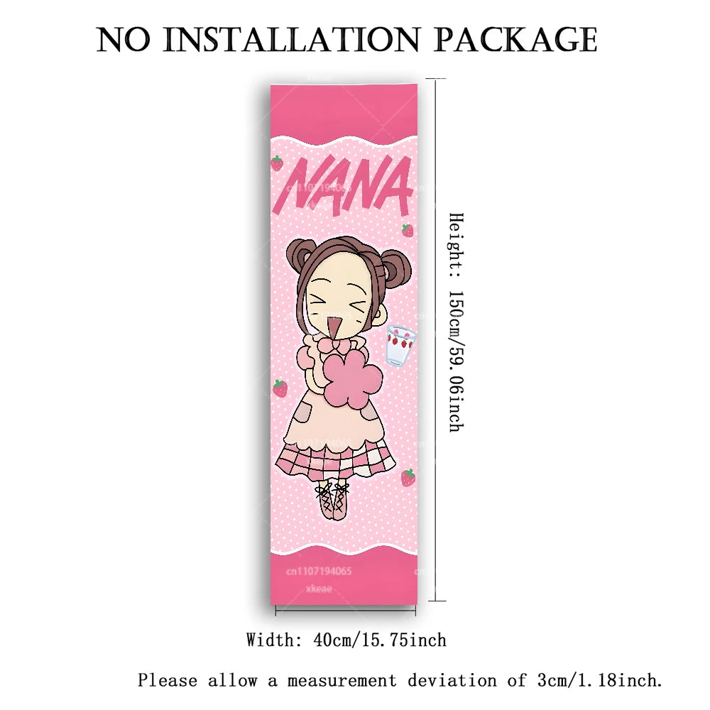 tapisserie murale personnages animés rose tresses bonbons fraises fond rose chambre décoration 150x40cm