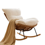 fauteuil bascule moderne rotin tissu doux confortable salon adulte beige noir