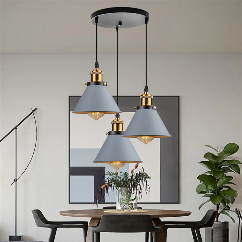 lumière suspendue industrielle conique noire blanche orange éclairage moderne chambre salon