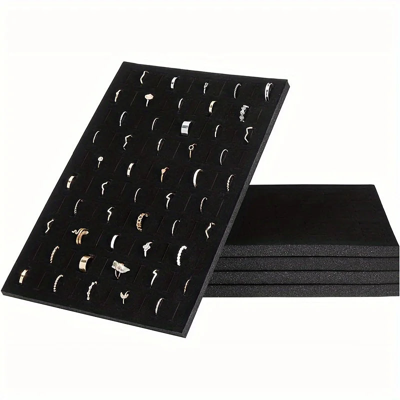 présentation moderne support bijoux velours noir lignes blanches rangement deux pièces