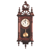 pendule murale vintage bois sculpté cheval aiguilles dorées mécanique rétro 82cm hautecoration