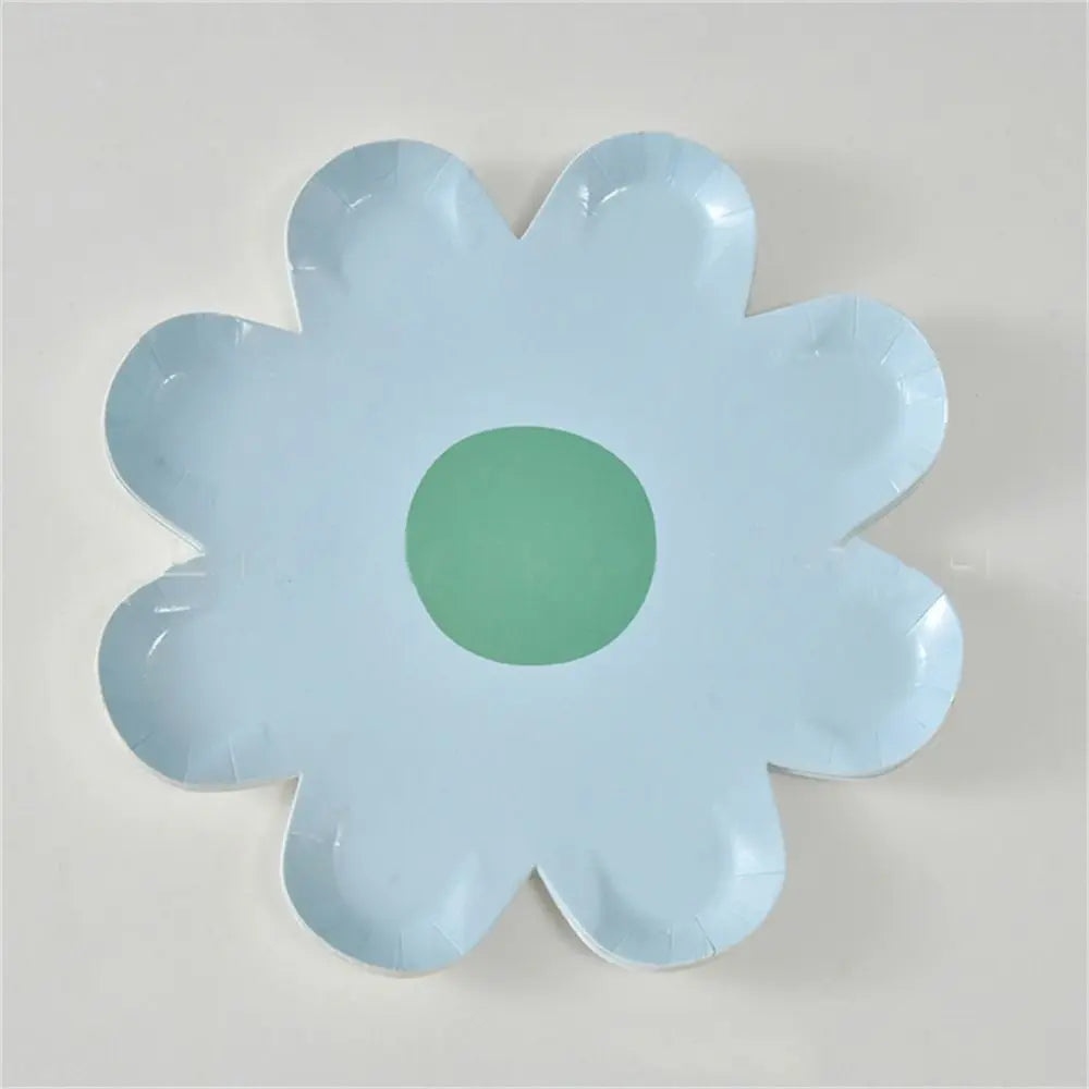 assiettes jetables fleurs dorées blanc vert jaune rose violet moderne fête enfants