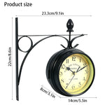 horloge murale double face vintage industrielle cadran transparent effet vieilli gare métal noir