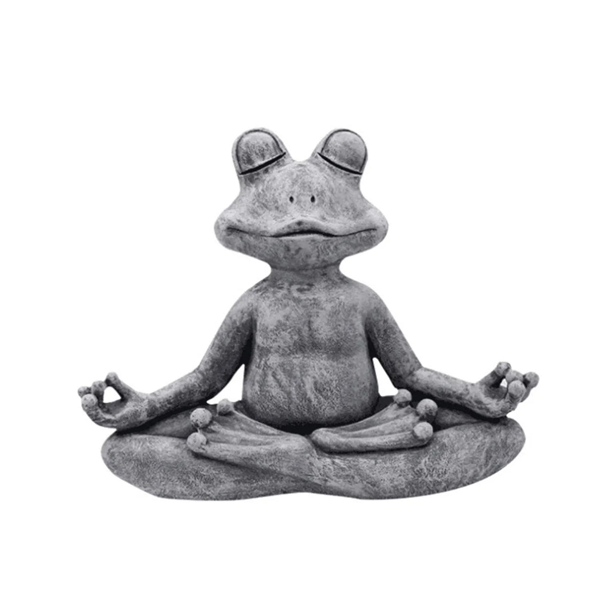 statue grenouille zen pose yoga résine gris pierre naturelle aspect texturé ciment brut jardin