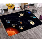 tapis moderne systèmes solaires planètes bleu foncé jaune orange gris chambre salon