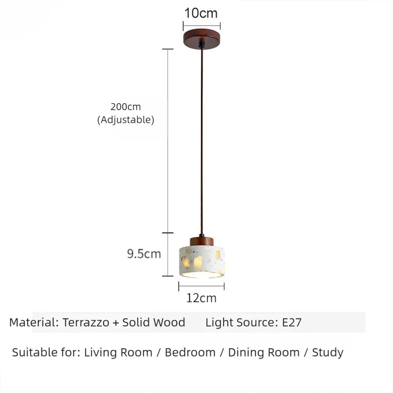 lampe suspendue moderne terrazzo pierre colorée blanc marron salon chambre restaurant étude cuisine hall