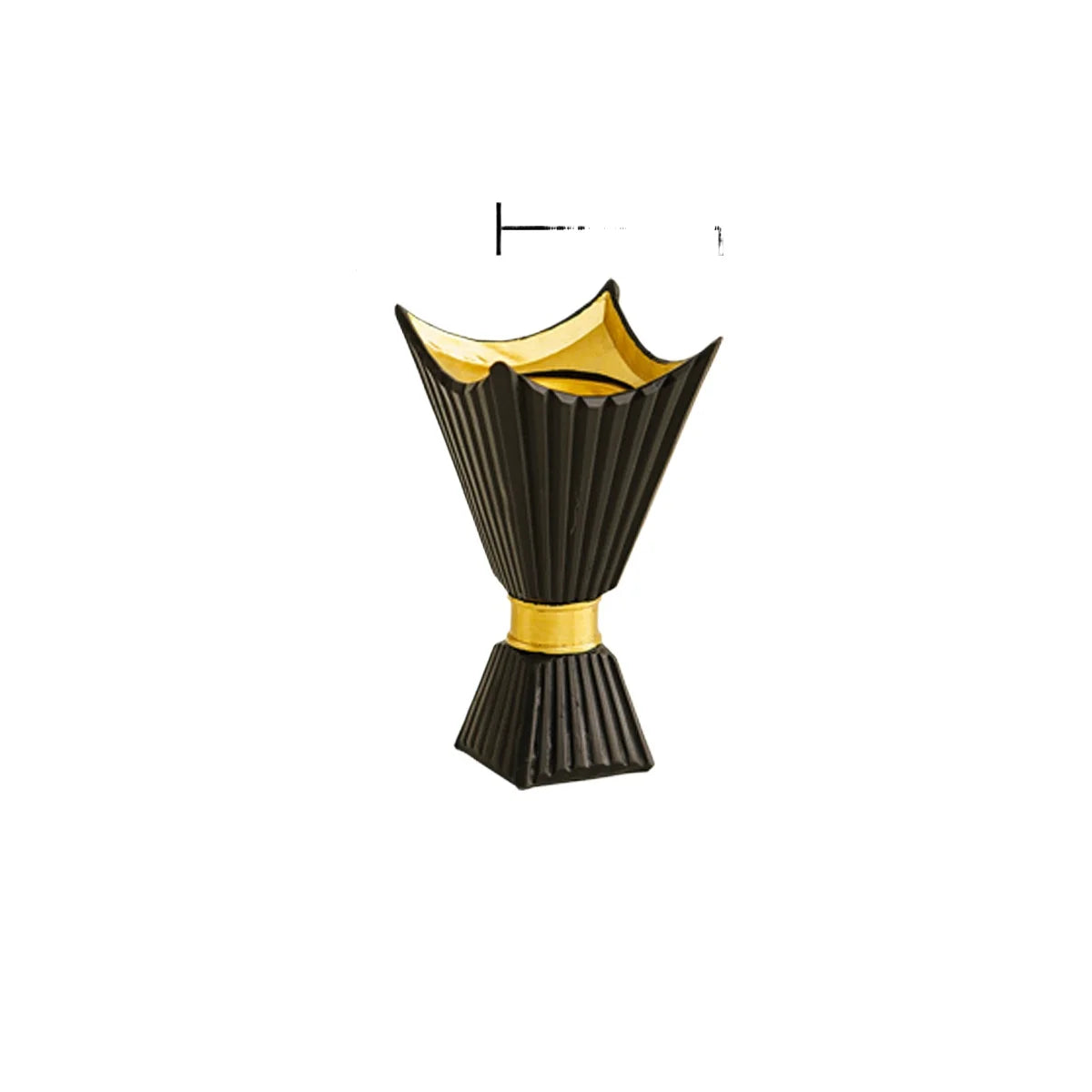 bougeoir moderne résine blanc or rayures verticales hauteur 25.5cm largeur 8.2cm profondeur 7.6cm élégant