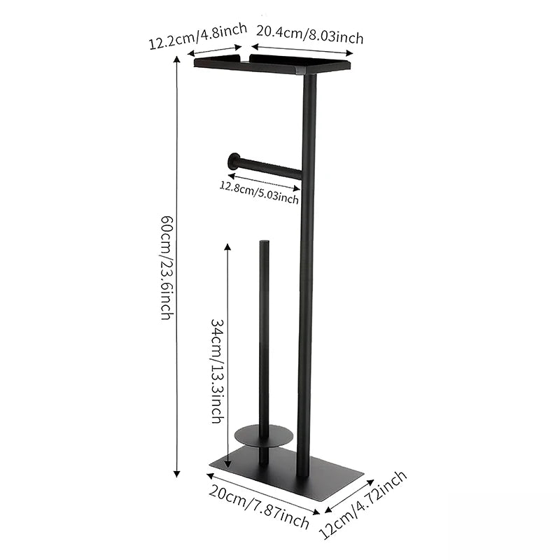 support toilette moderne noir acier inoxydable plaque carrée rouleaux papier toilette brosse wc plateau
