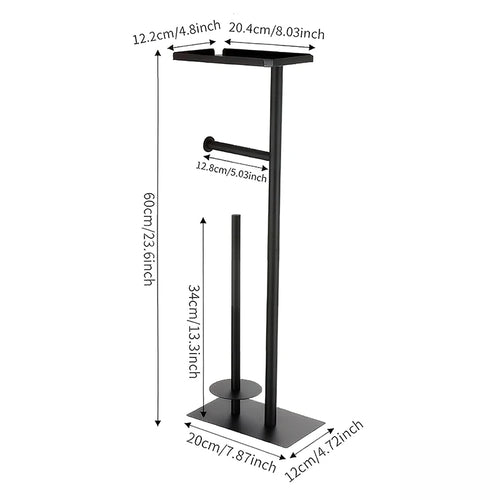 support toilette moderne noir acier inoxydable plaque carrée rouleaux papier toilette brosse wc plateau